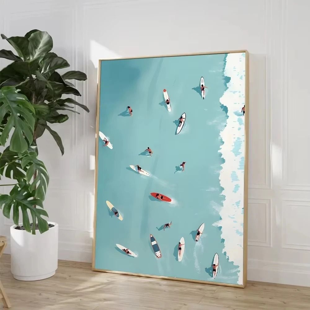 Summer Pool Party Canvas Wall Art | Nordic Beach & Ocean Aesthetic Home Decor