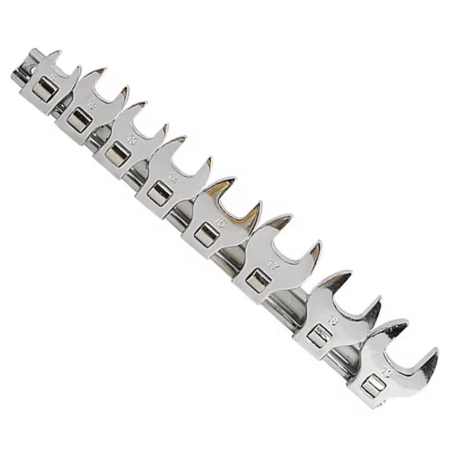 3/8-Inch Nut Crowfoot Wrench Set – 8-Piece Imperial Bullhorn Wrench Heads