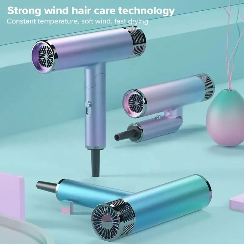 Foldable Negative Ion Hair Dryer Mini Lightweight Quiet Blow Dryer for Home and Travel