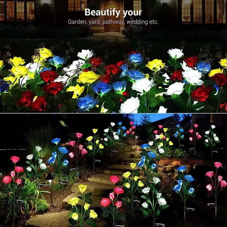 Solar Rose Flower Garden Lights Set