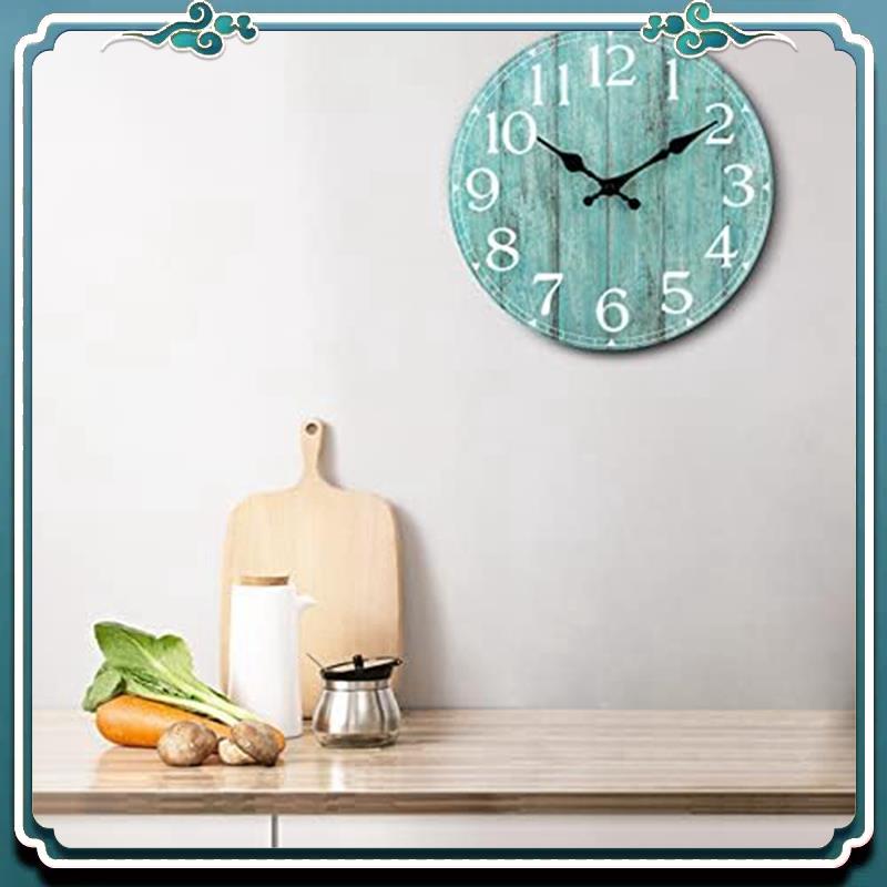 Battery Operated Wall Clock Teal Green, Silent Non-Ticking Turquoise Decorative Clock for Office, Patio, Indoor Outdoor