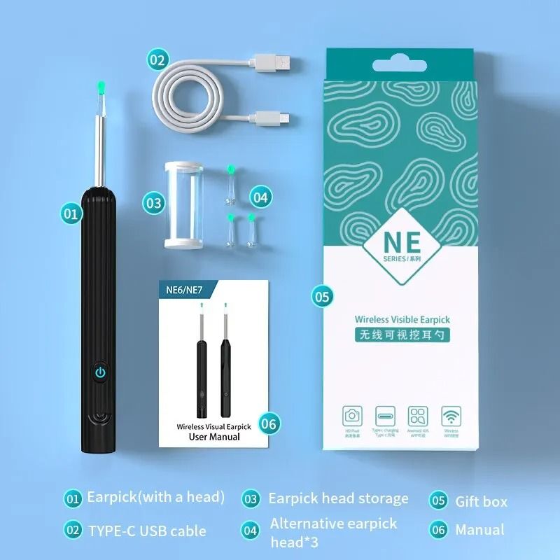 1296P Ultra-HD Smart Visual Ear Cleaner with WiFi Camera