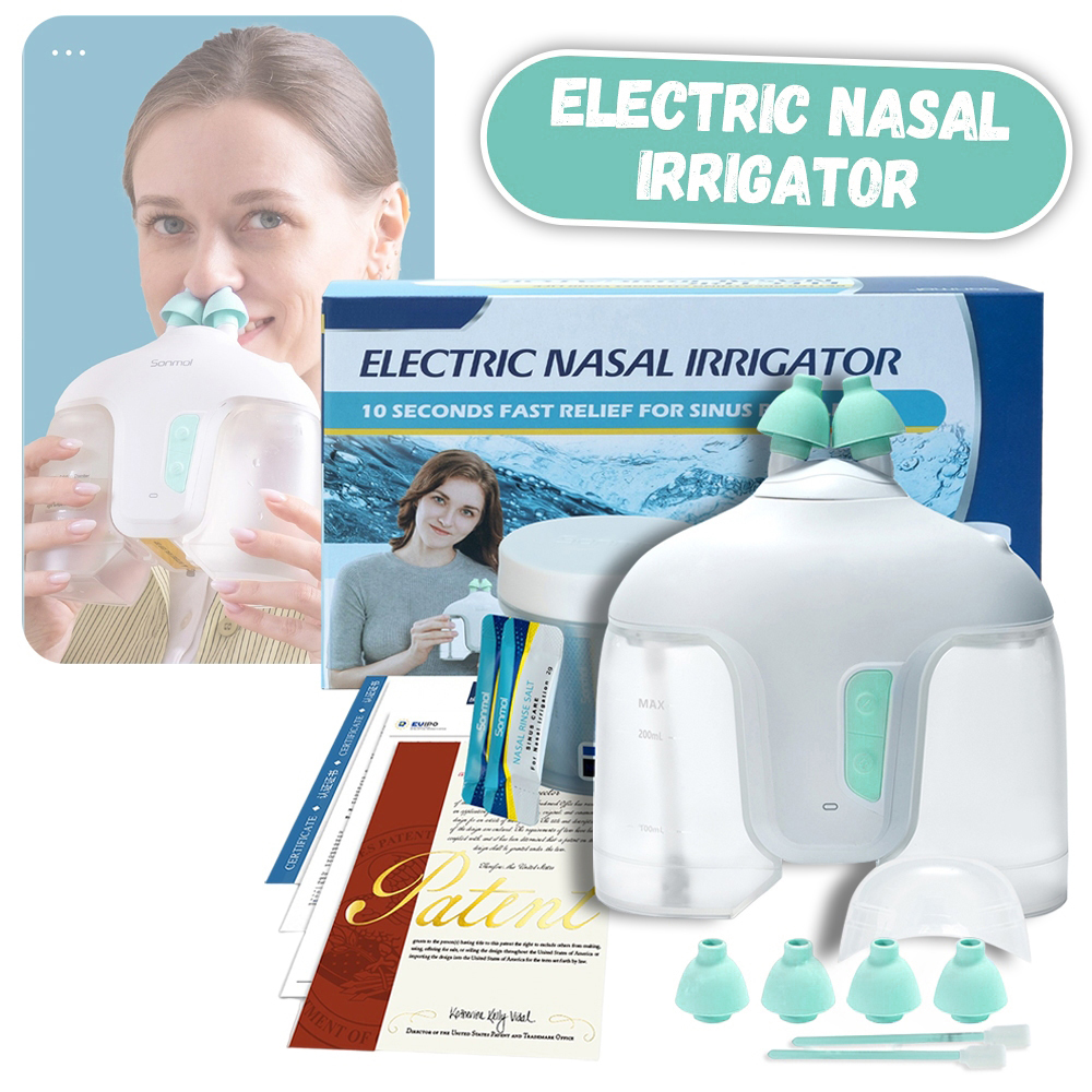 Electric Nasal Irrigator Sinus Rinse Machine Nose Cleaner with Salt Pods