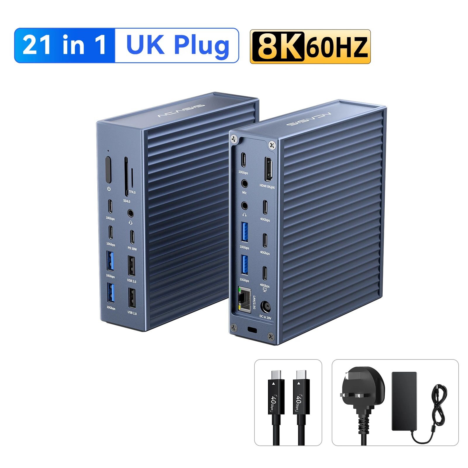 Acasis ProMax 21-in-1 40Gbps USB-C Docking Station – 8K Thunderbolt 4 Hub with 90W Power Delivery