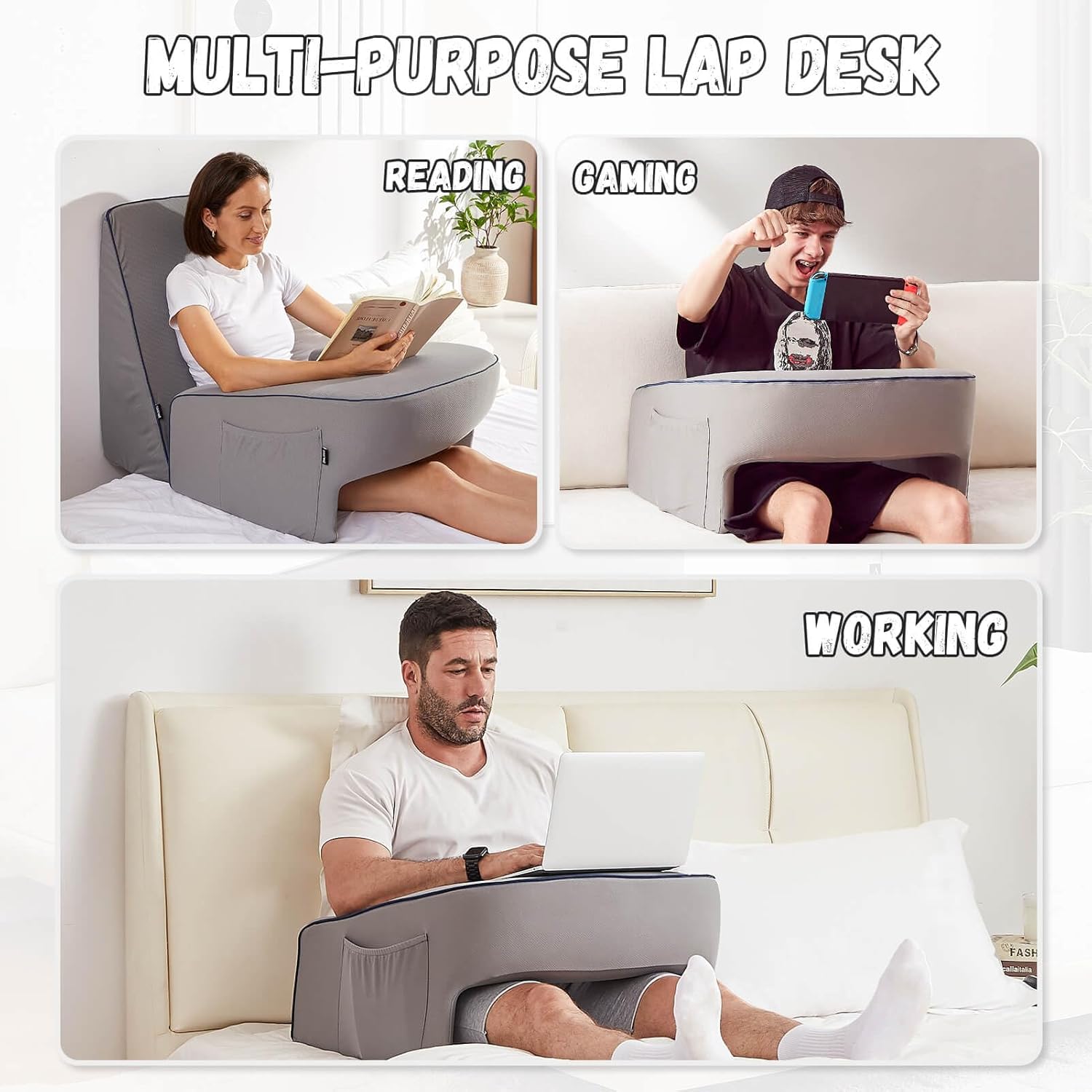 Memory Foam Lap Desk Pillow for Laptop, Gaming & Reading Comfort