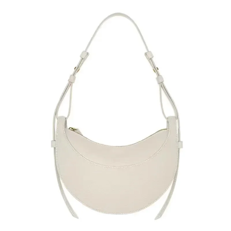 Crescent Shoulder Bag, Fashion Genuine Leather Women's Crossbody Bag with Zipper Closure