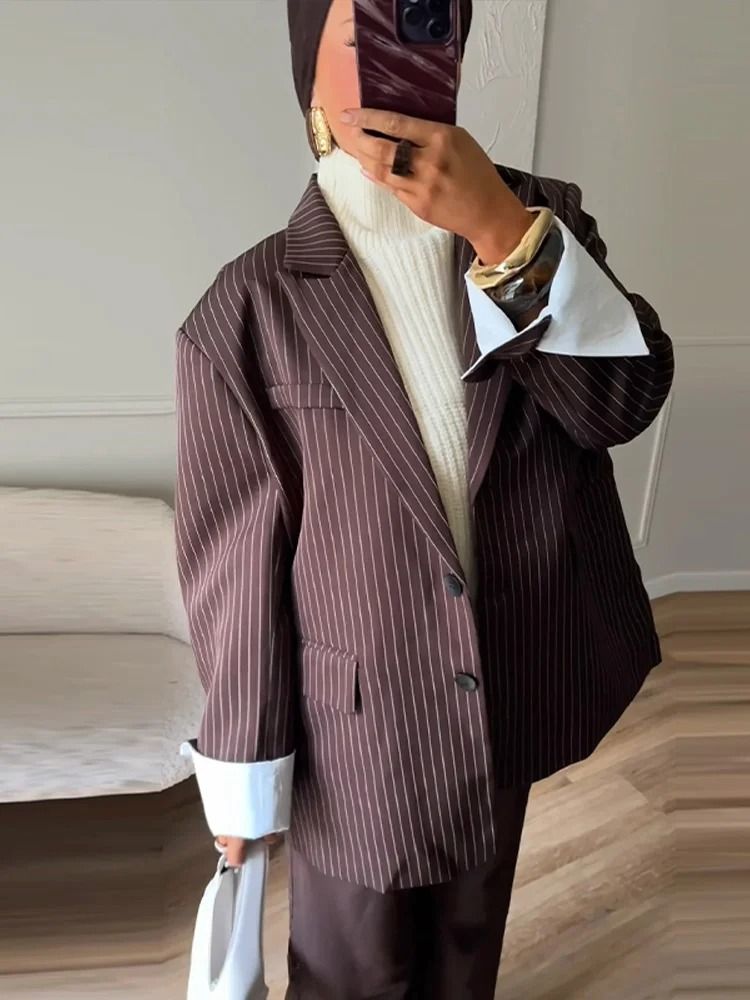 Womens Elegant Office Blazer | Premium 2025 Autumn Single Breasted Jacket & Professional Shoulder Pad Outwear