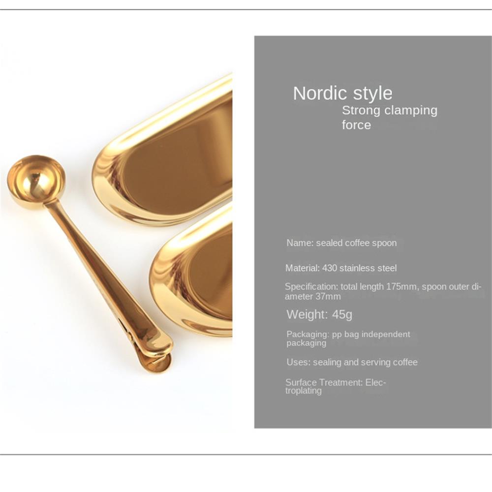 Stainless Steel Coffee Scoop with Sealing Clip, Coffee Powder Measuring Scoop, Tea Milk Powder Scoop