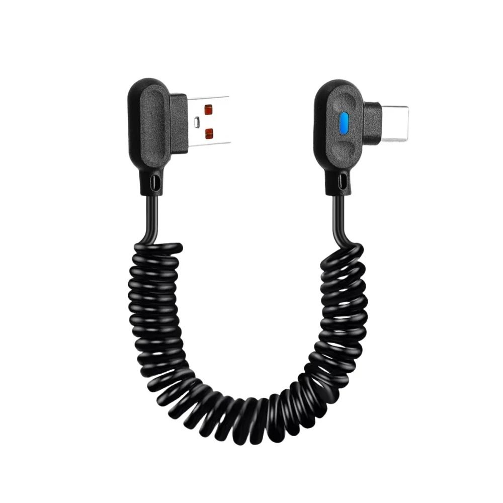 High-Speed 6A Retractable Spring USB-C Fast Charging Cable