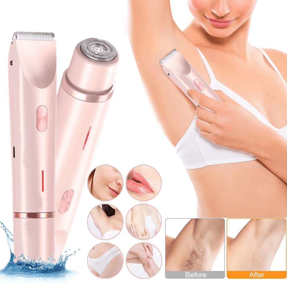 Electric Razors for Women 2in1, Painless Bikini Trimmer & Facial Shaver for Ladies, Body, Underarms, Legs