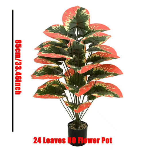 Color-Block Artificial Tropical Plant – Vibrant Artificial Tropical Plant with 24 Leaves