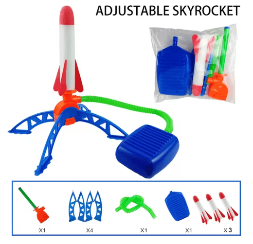 Foot Powered Flying Rocket Launcher Toy Outdoor Stomp Rocket Cannon for Kids