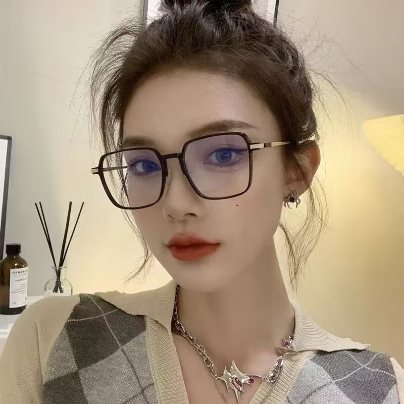 Photochromic Anti Blue Light Glasses with Metal Square Frame