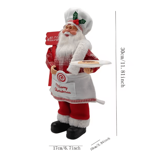 12-Inch Chef Santa Christmas Figurine – Standing Santa Holiday Kitchen Decoration