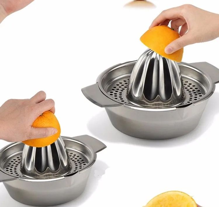 LMETJMA Stainless Steel Lemon Squeezer – Manual Citrus Juicer Reamer Cup