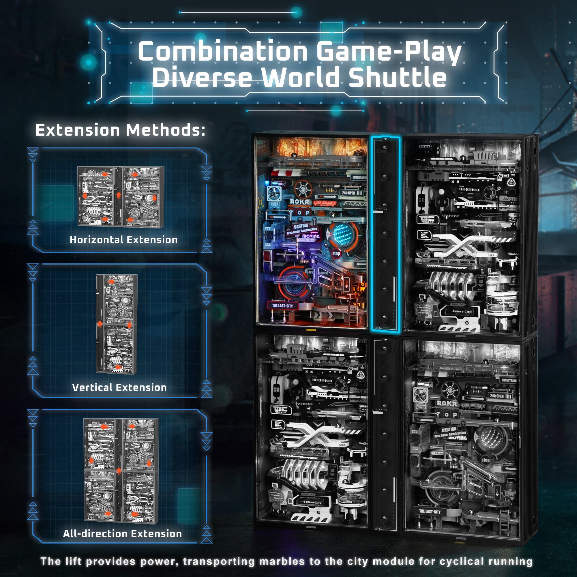 Robotime The Last City Cyberpunk 3D Puzzle Model Futuristic Marble Run Gaming Decoration Gift for Men Automatic