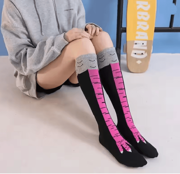 Funny Chicken Print Thigh High Socks