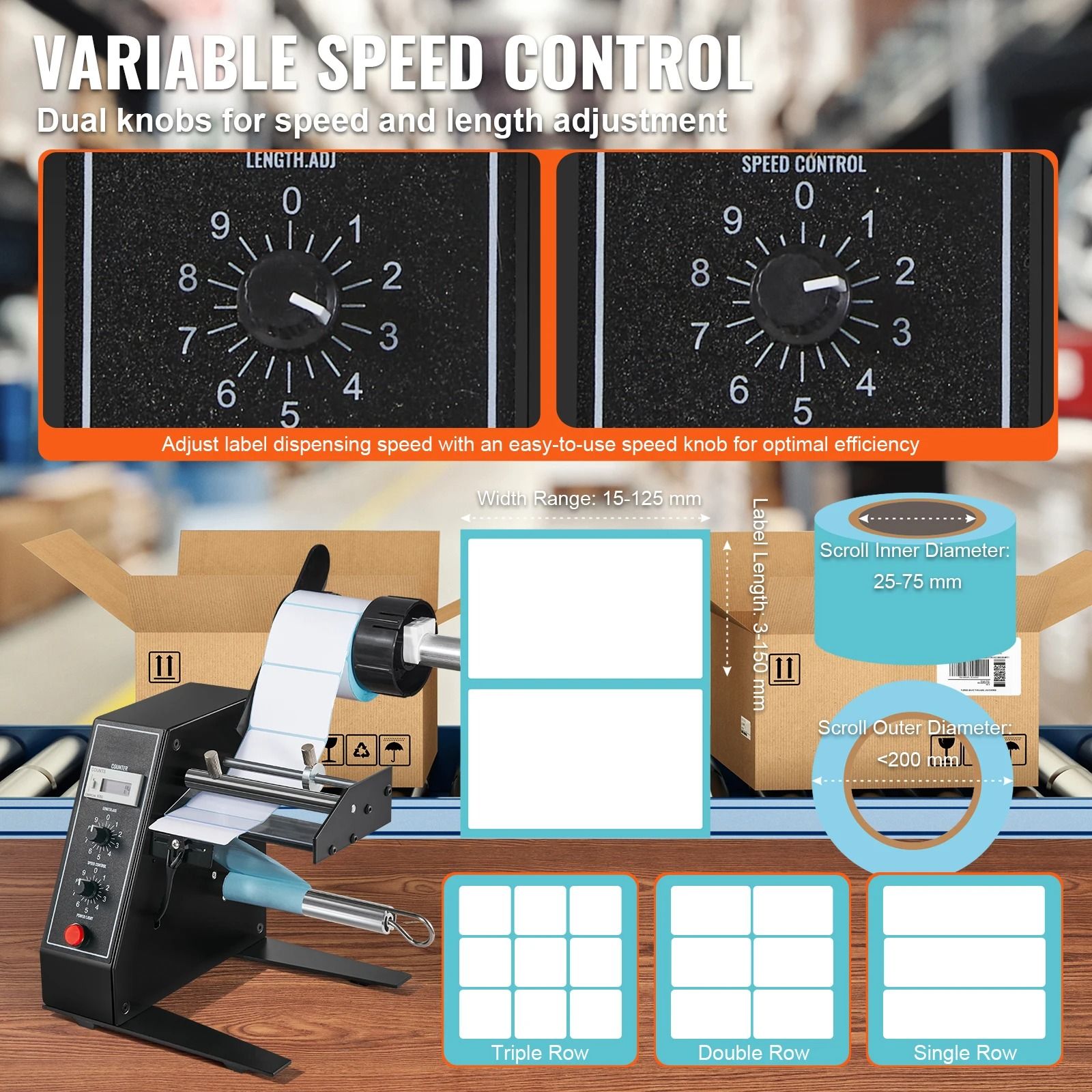 Automatic Label Dispenser with Adjustable Speed and Counter