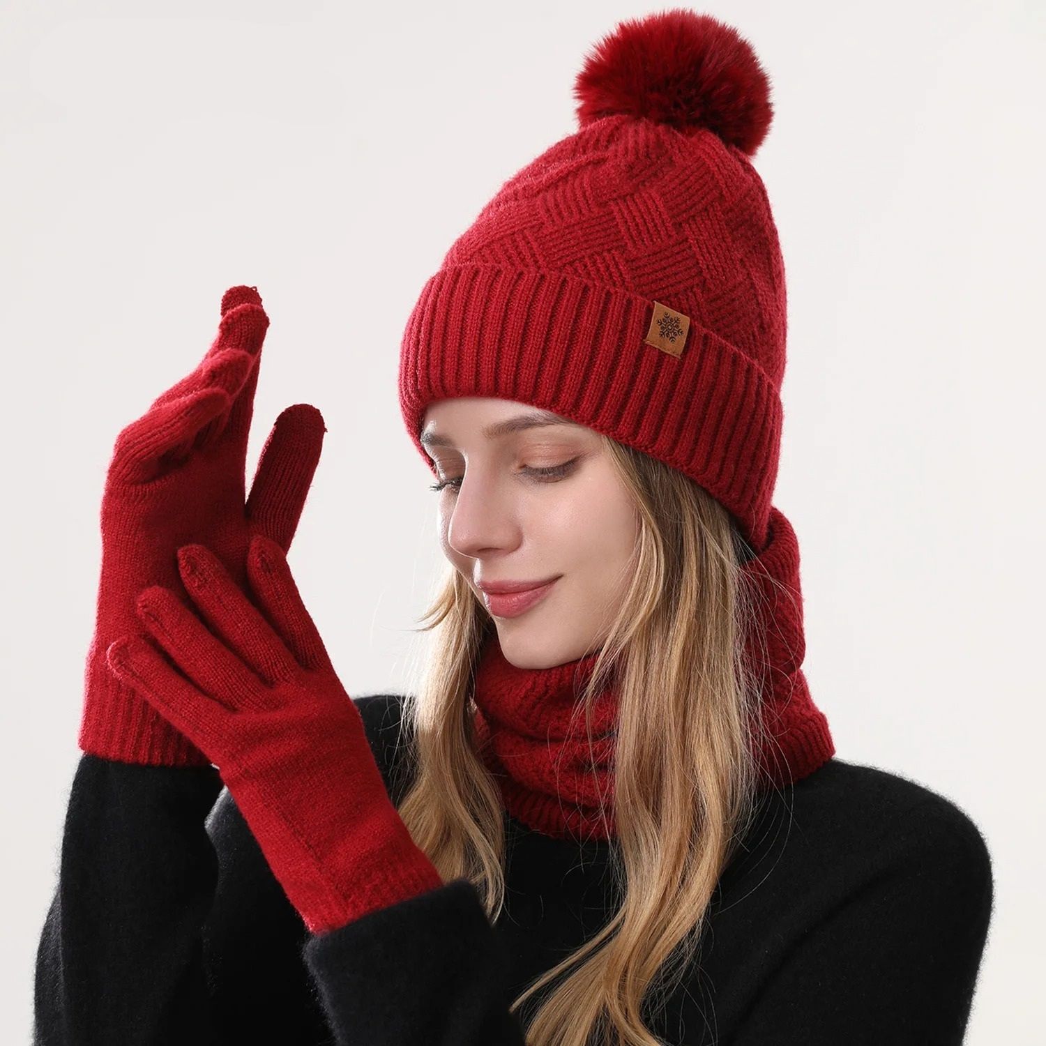 Unisex Double-Layer Fleece-Lined Thermal Winter Set