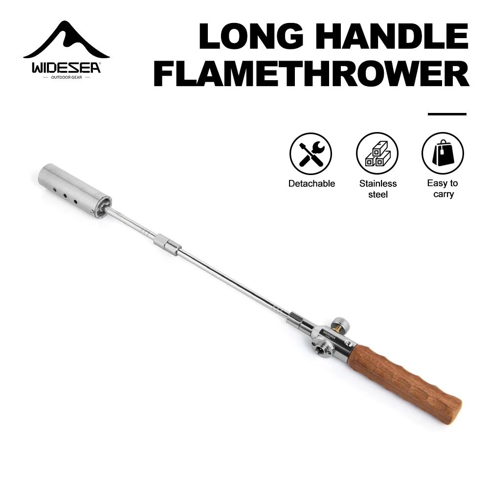 Widesea Long Handle Flamethrower Detachable Stainless Steel Portable Camping Torch