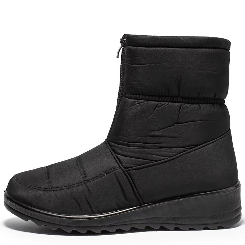 Women's Waterproof Winter Snow Boots – Warm Plush Ankle Booties with Front Zipper & Non-Slip Sole