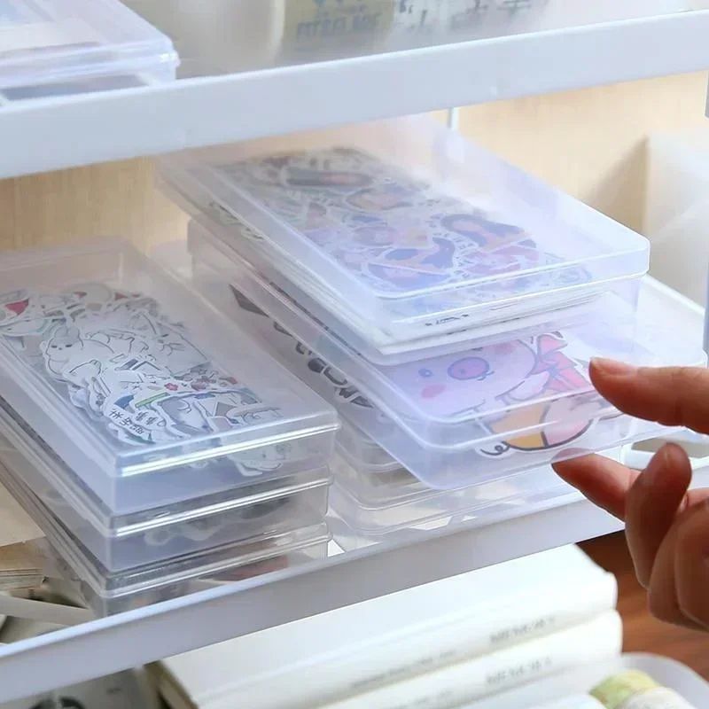Mini Transparent Plastic Stationery Storage Box Organizer
