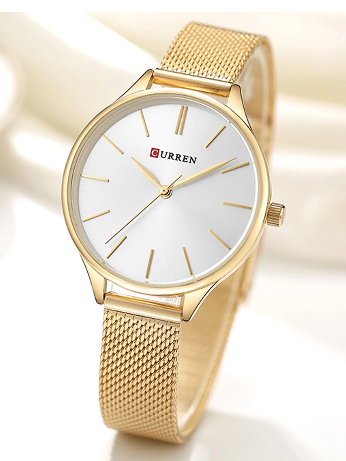 Elegant Matte Dial Mesh Strap Watch – Luxury Stainless Steel Japanese Quartz Timepiece with Premium Display Box