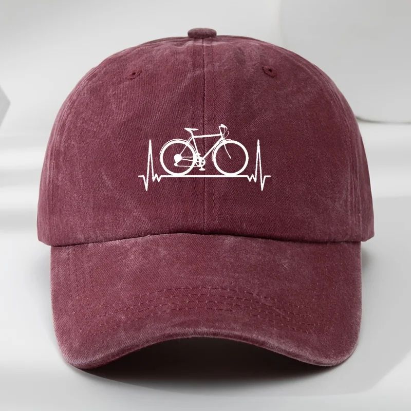Bicycle Print Outdoor Baseball Cap – Adjustable Sun Protection Sports Hat