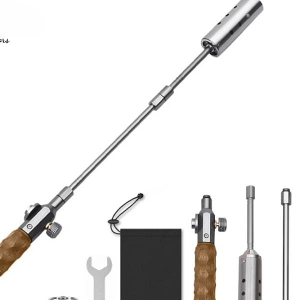 Portable Gas Torch Burner with Wood Handle High Power Flame for Camping Cooking Torch and BBQ