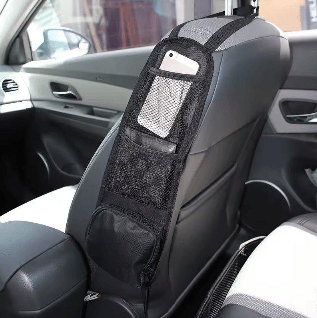 Car Seat Side Organizer with Drink Holder & Multi-Pocket Storage – Hanging Car Seat Storage Bag