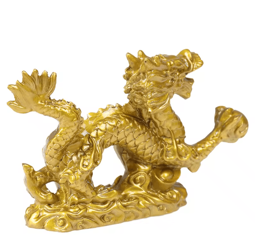 Golden Dragon Zodiac Statue – Lucky Feng Shui Dragon Decor for Prosperity