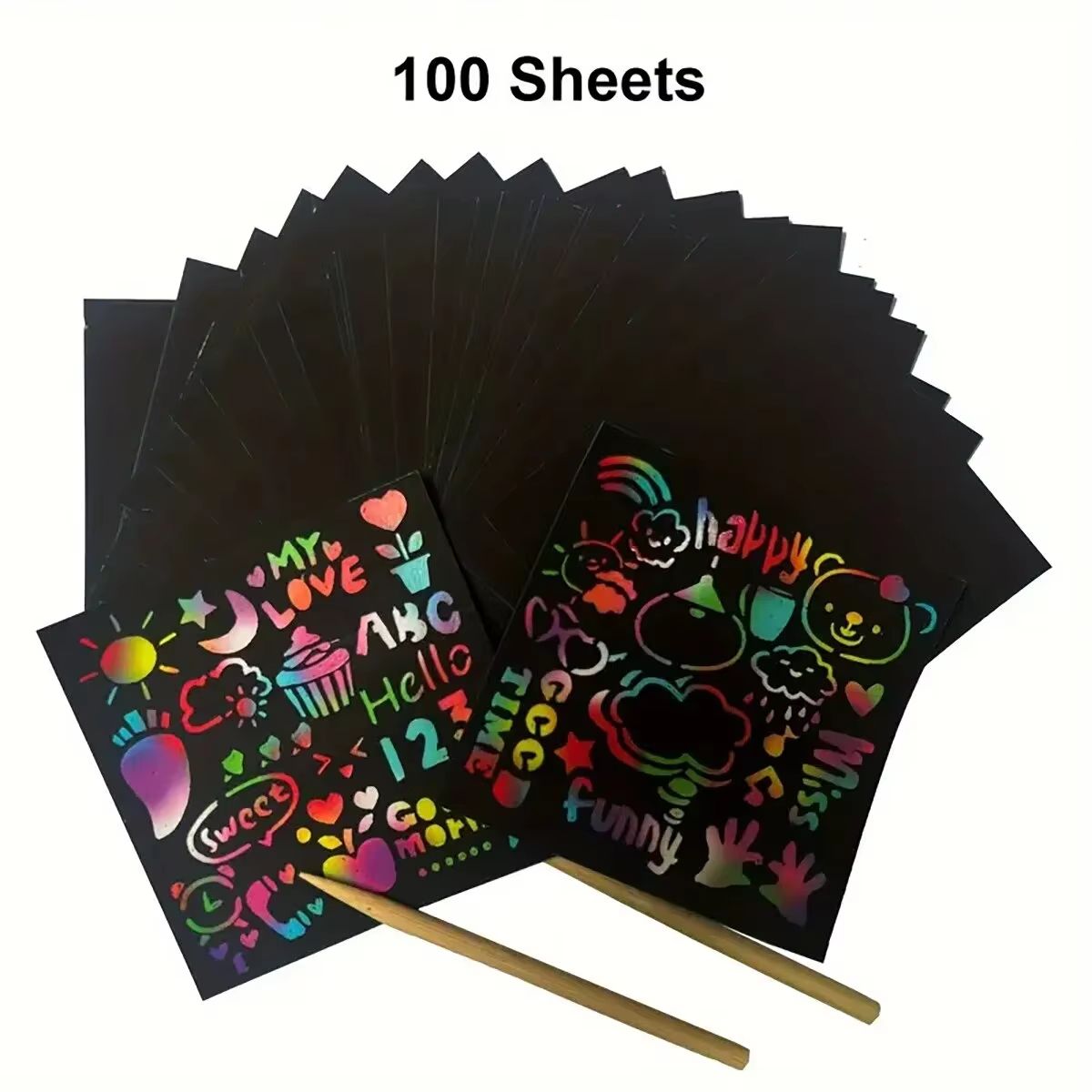 Dazzling Scratch Painting Interactive Art Kit with Note Cards Parent-Child Creative Toy