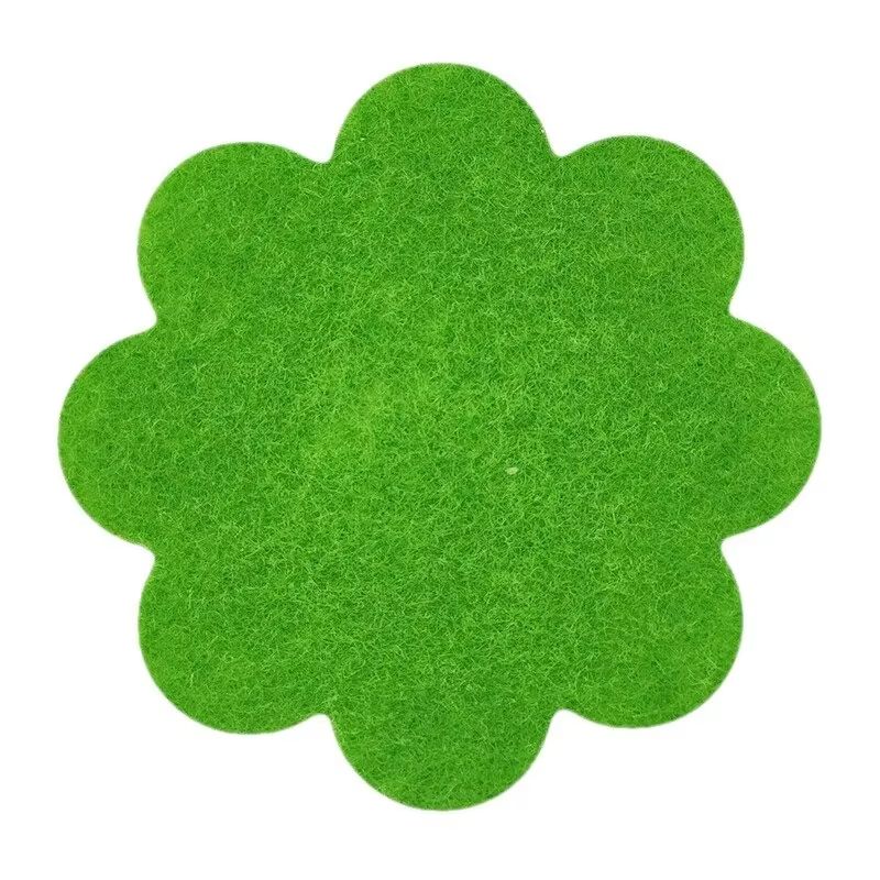 Green Non-Woven Fabric Plant Pot Hole Pad 50 Pack Flower-Shape Soil Mat Gasket