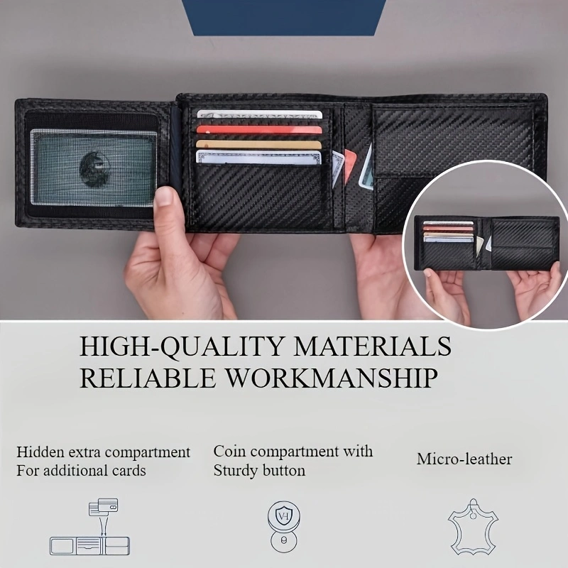 Carbon Fiber Mens Wallet with Coin Pocket Protection