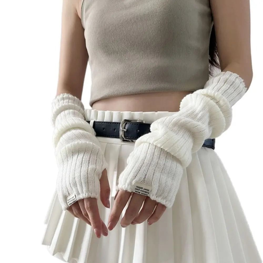 Elegant Lace-Trimmed Knitted Arm Warmers - Lolita & Harajuku Style