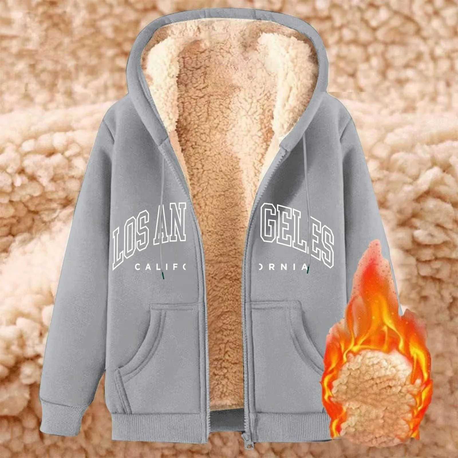 Womens Fleece Lined Zip Up Hoodie with Pockets