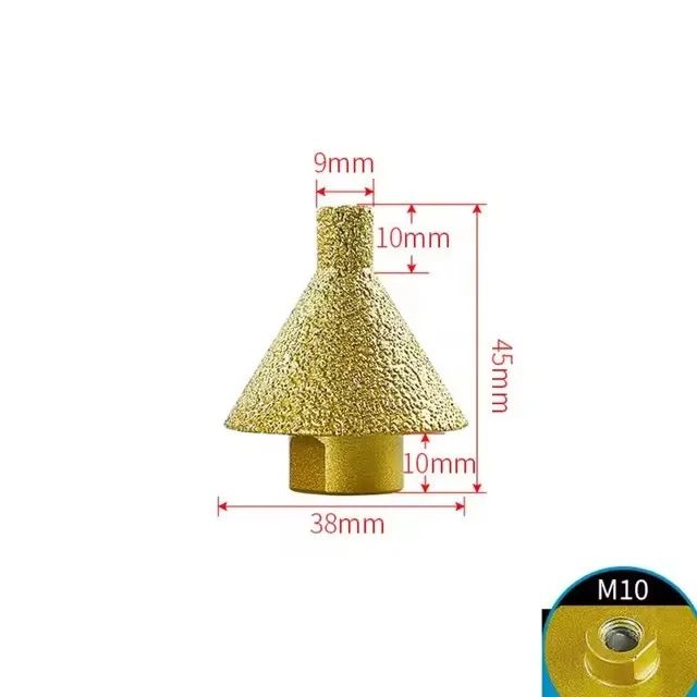 Premium M10 38 mm Diamond Chamfer Bit - Tile, Marble & Concrete Edge Finisher