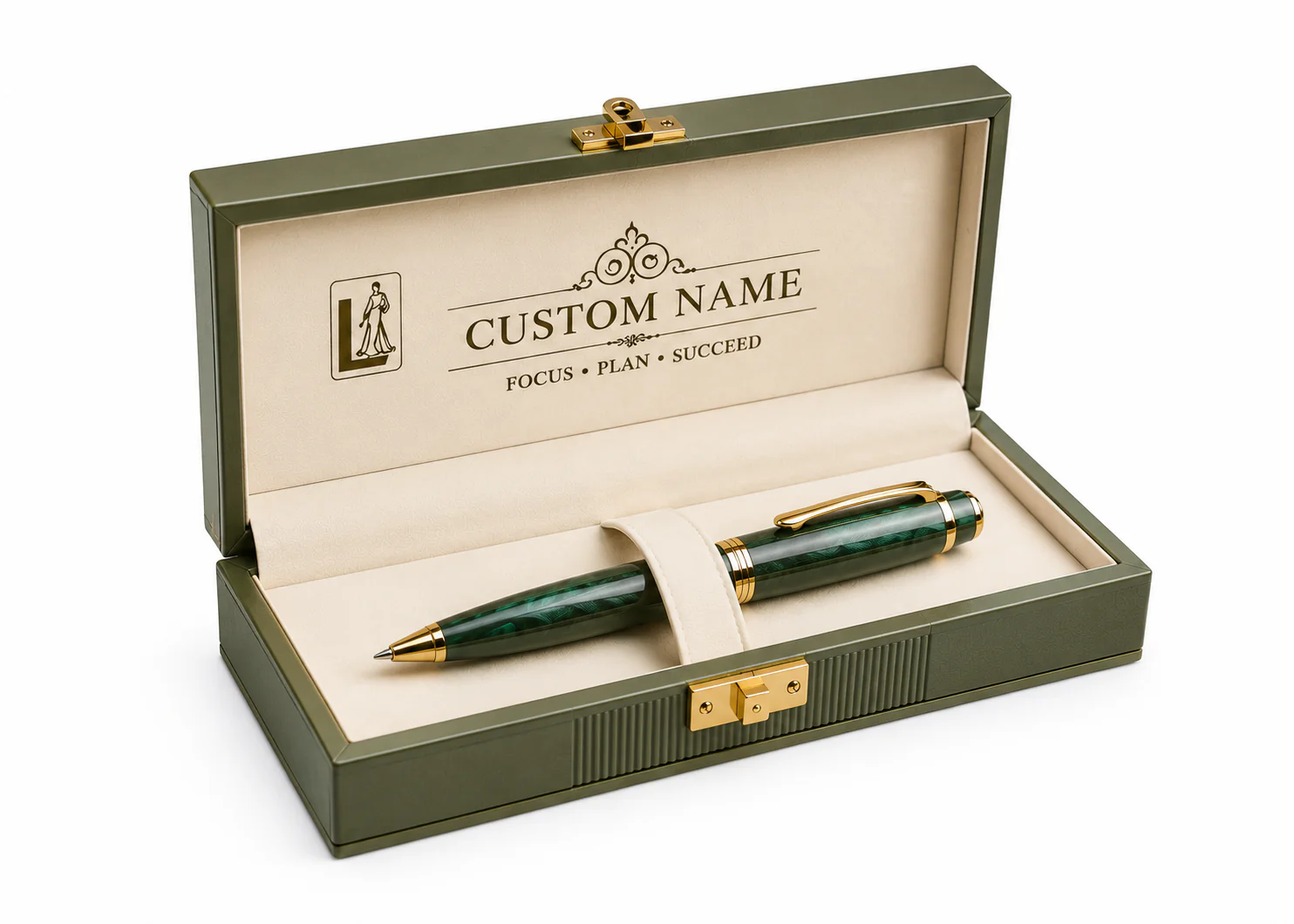 Luxury Olive Green Pen Gift Set with Executive Presentation Box