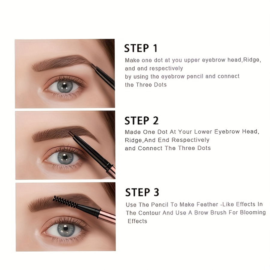 Waterproof Eyebrow Pen, Non-Smudged Lasting Brown Matte Makeup, Double Head Eyebrow Tint Pencil with Brush