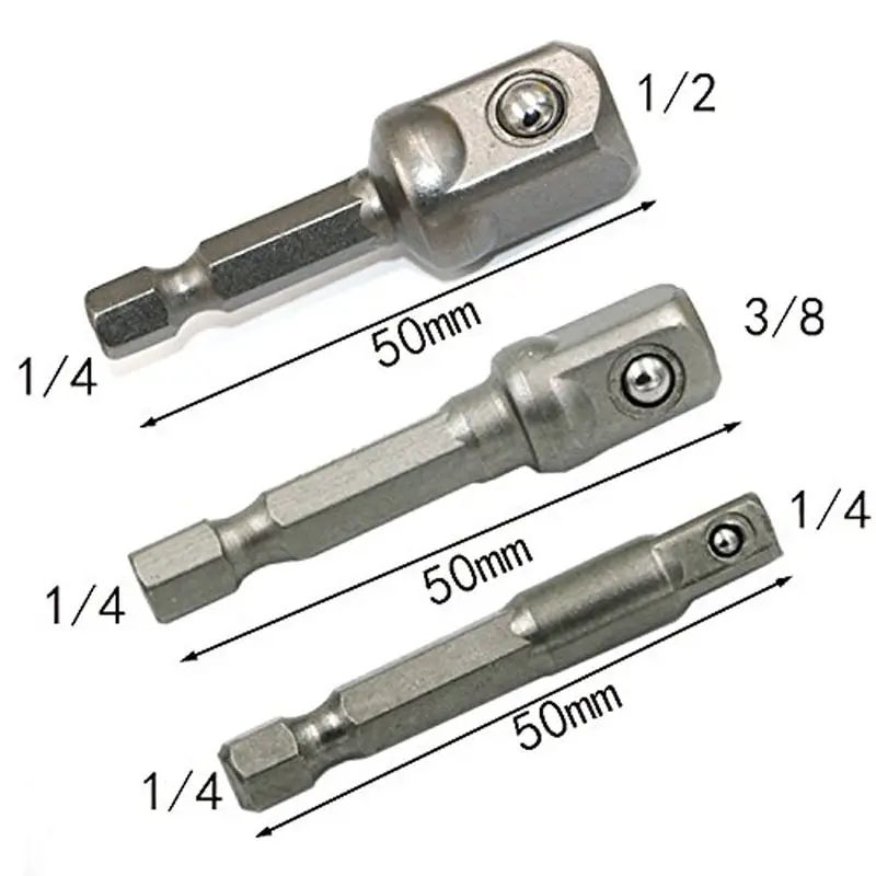 Drill Socket Adapter Set 3 Piece Impact Extension