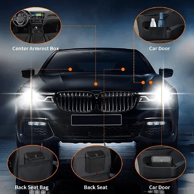 Leak-Proof Car Trash Can with Lid Mini Garbage Bin and 300 Bags