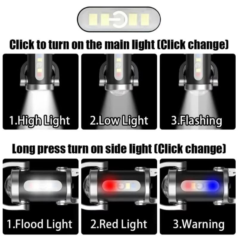 Mini COB LED Keychain Flashlight USB Rechargeable Waterproof Pocket Lamp