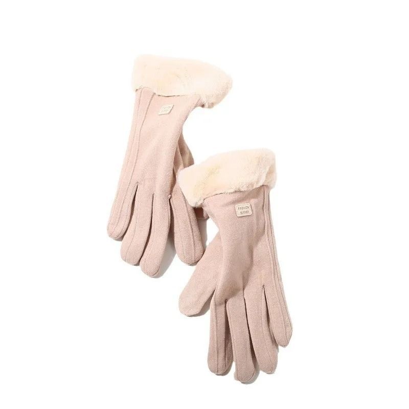Women Winter Plush Suede Touchscreen Gloves Warm Fashion Mittens