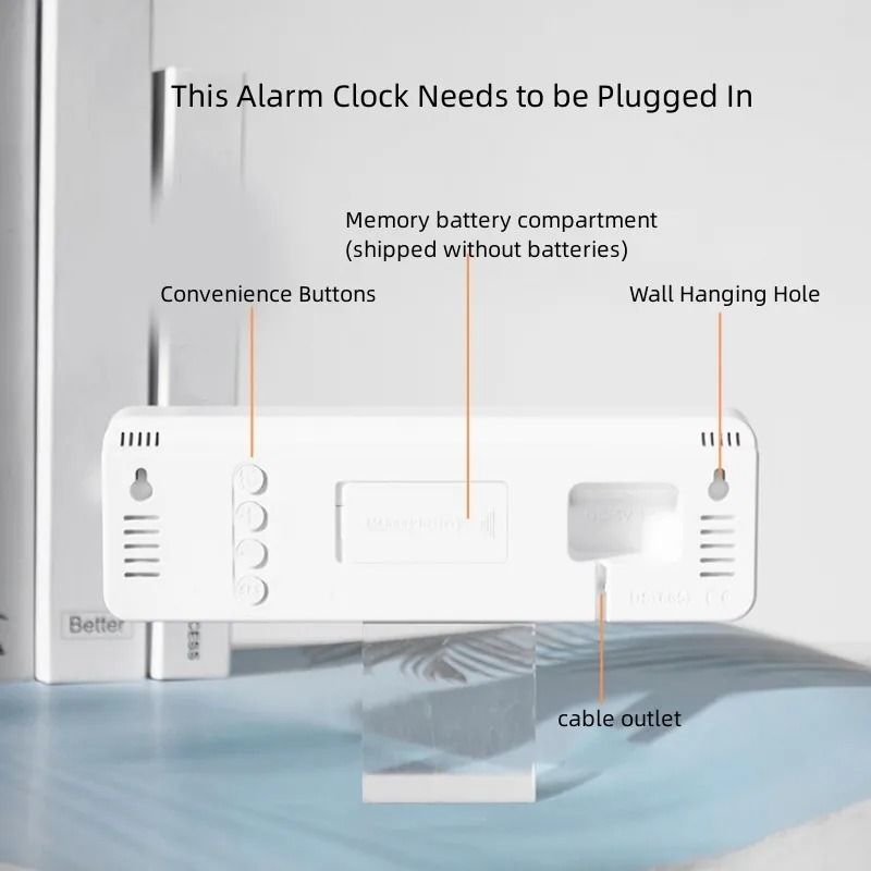 10 Inch Smart Mute LED Electronic Alarm Wall Clock with Thermometer