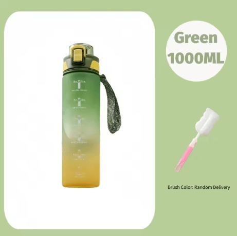 1 Liter Gradient Sports Water Bottle with Scale Large Capacity Outdoor Gym Hiking Bottle
