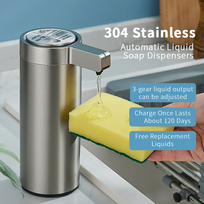 Automatic Soap Dispenser Smart Touchless Kitchen Hand Sanitizer, Stainless Steel, Electric Body Wash Soap Dispense