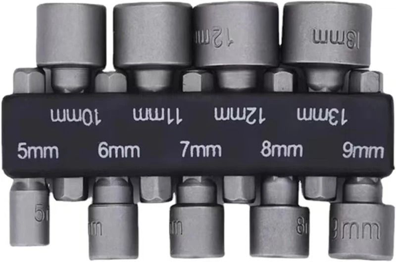 Nine Piece Hex Socket Set 5mm to 13mm Nut Driver Bits Kit