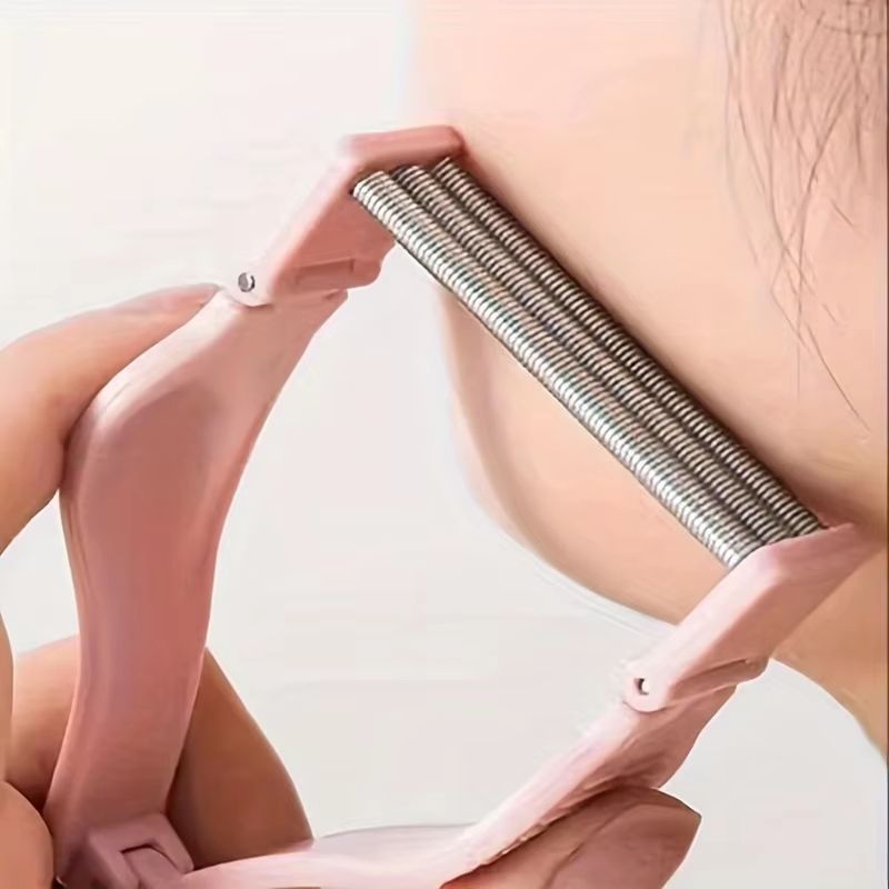 Pink Spring Facial Hair Remover 5.5in Stainless Steel Epilator for Face, Lip, Eyebrow & Mustache