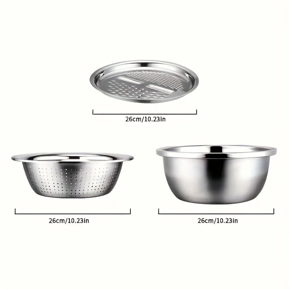Multifunctional Vegetable Slicer, Stainless Steel Potato Slicer, Vegetable Washing Basin & Drain Basket