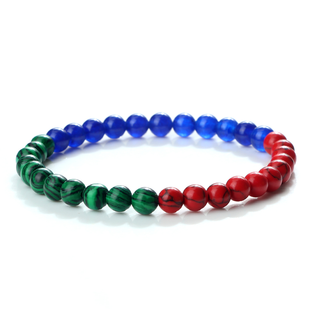 Classic Natural Stone Palestine Flag Bracelet, Men Women National Flag Beads Bracelet, Christmas Prayer Beads Jewelry
